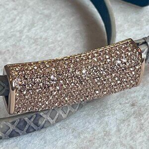 Henri Bendel snakeskin leather bracelet with crystal buckle